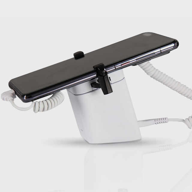 Suporte de alarme antifurto para lojas de varejo ABS metal acrílico mesa balcão suporte de exibição para telefones com cabo de carregamento
